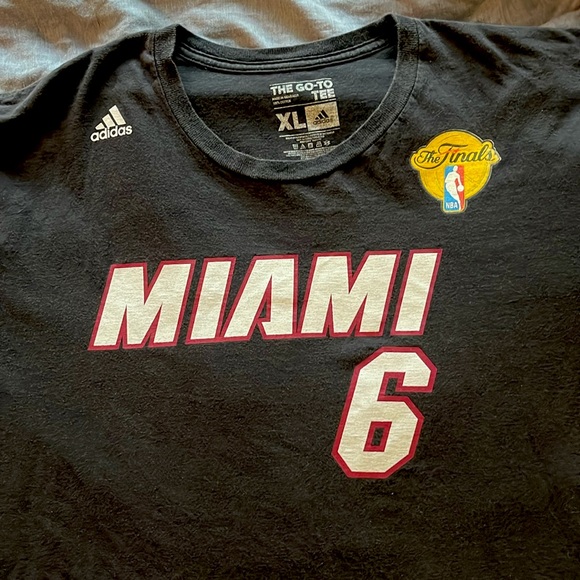 Retro and rare LeBron James Miami Heat NBA Finals Adidas tee. XL. - Picture 1 of 3